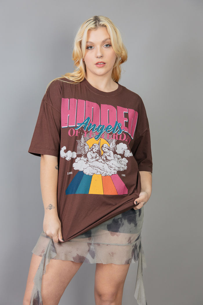 CAMISETA T-SHIRT VINTAGE MARROM HIDDEN