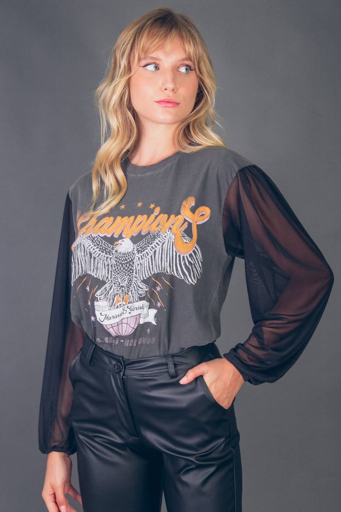 T-SHIRT MANGA LONGA DE TULE  CHAMPIONS