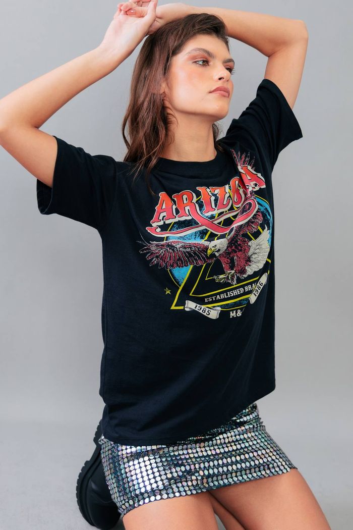 CAMISETA T-SHIRT VINTAGE PRETA ARIZONA