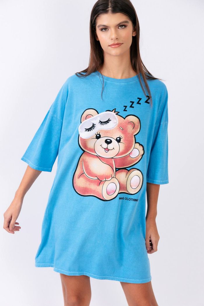 PIJAMA CAMISETÃO AZUL URSO