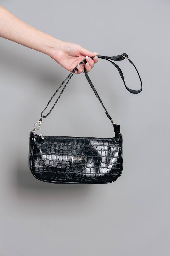 BOLSA BAGUETE CROCO PRETA