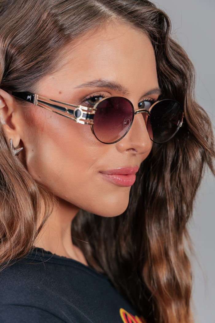 ÓCULOS VINTAGE METAL DOURADO COM PRETO