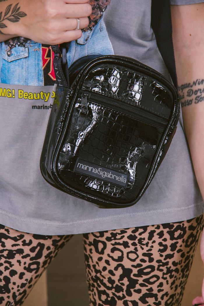 SHOULDER BAG CROCO VINIL PRETO