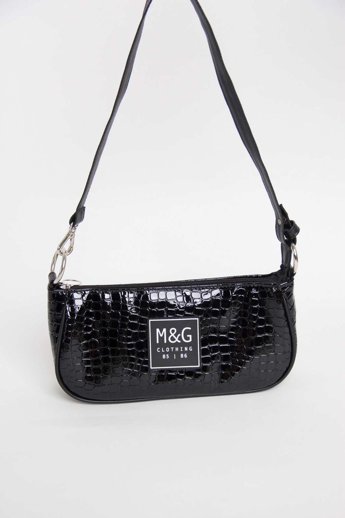 BOLSA BAGUETE CROCO PRETO