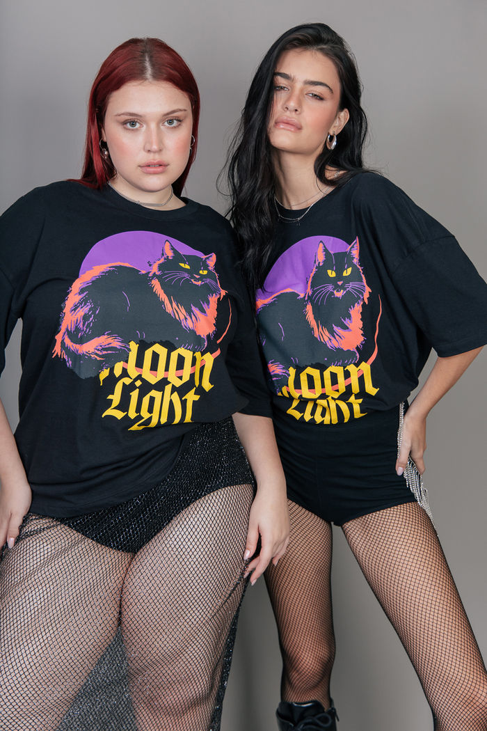 CAMISETA T-SHIRT VINTAGE PRETA MOON LIGHT