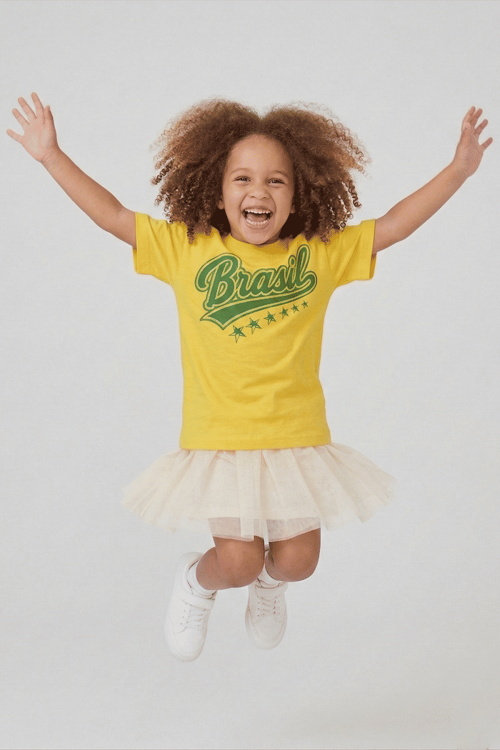 T-SHIRT INFANTIL AMARELA BRASIL