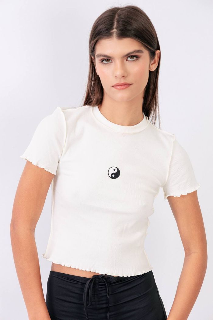 CROPPED CANELADA OFF WHITE  YIN YANG