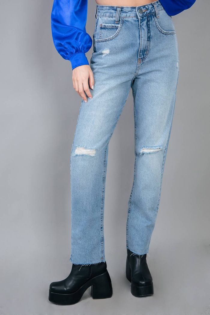 CALÇA MOM JEANS RIPPED
