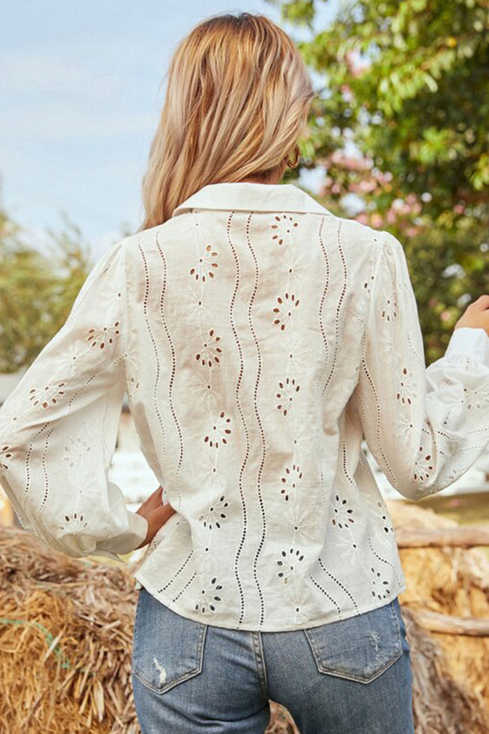 Butões na frente Simples elegante Blusa