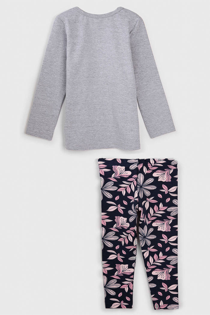 Conjunto 2pçs Kyly Longo Infantil Vintage Cinza/Azul-Marinho