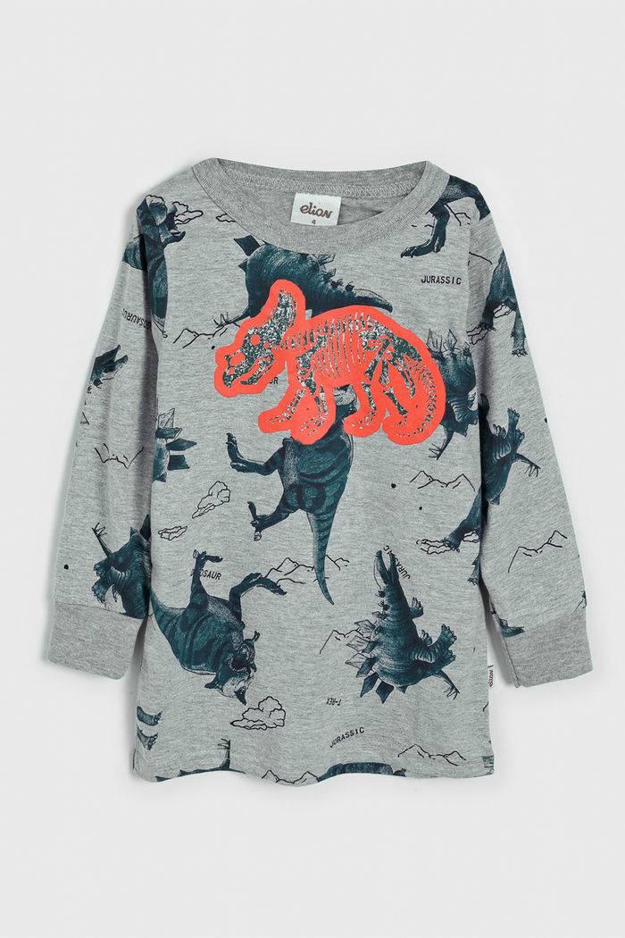 Camiseta Elian Infantil Dinossauro Cinza