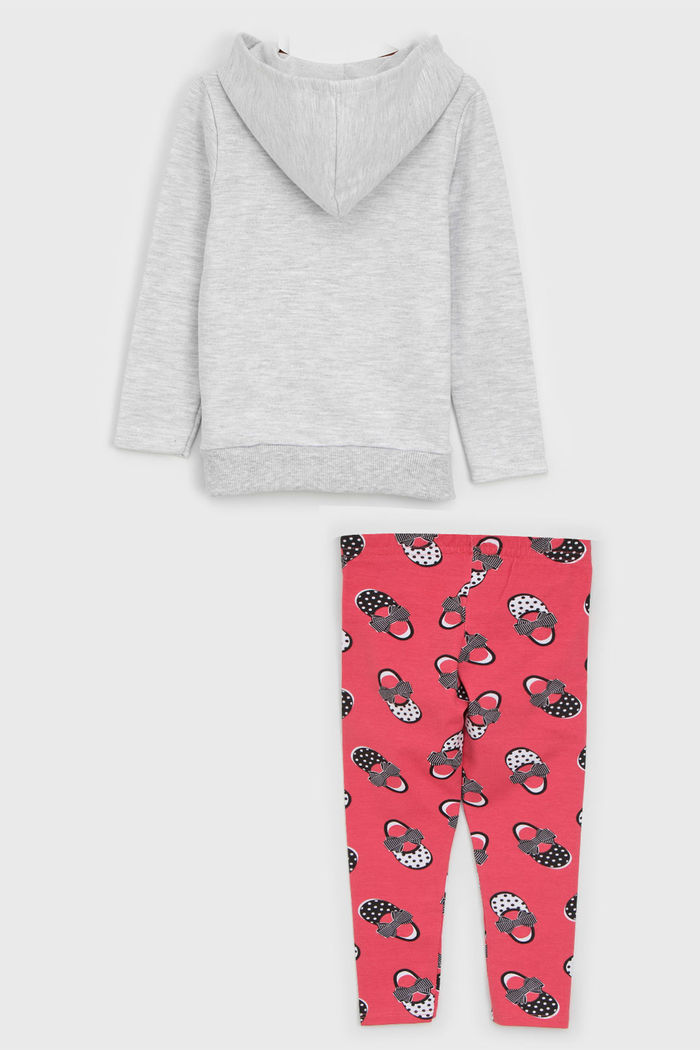 Conjunto 2pçs Kyly Longo Infantil Estampado Cinza/Rosa