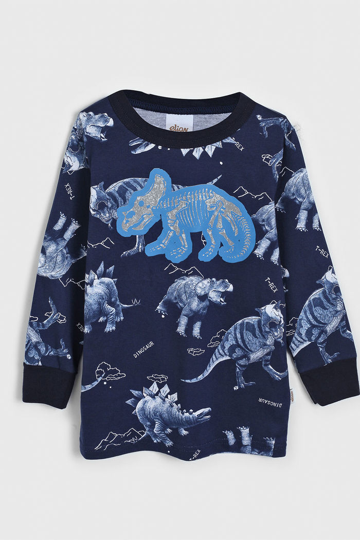 Camiseta Elian Infantil Dinossauro Azul-Marinho