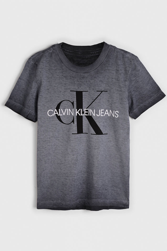 Camiseta Calvin Klein Kids Infantil Estonada Cinza