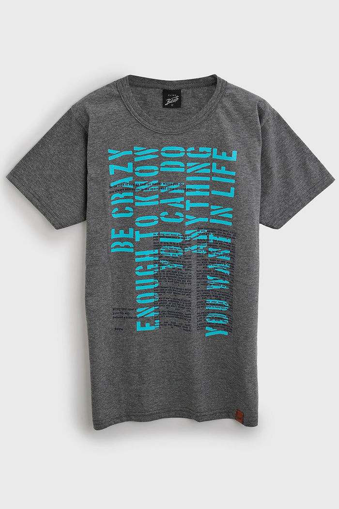 Camiseta Elian Infantil Lettering Cinza