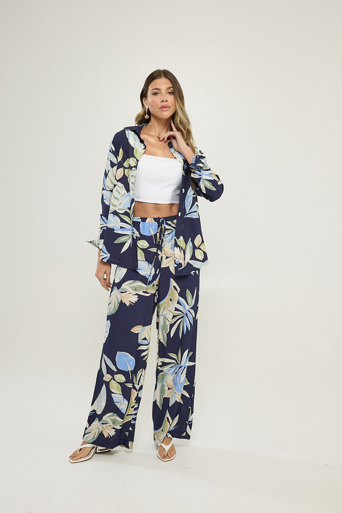 Calca Pantalona Folhagem