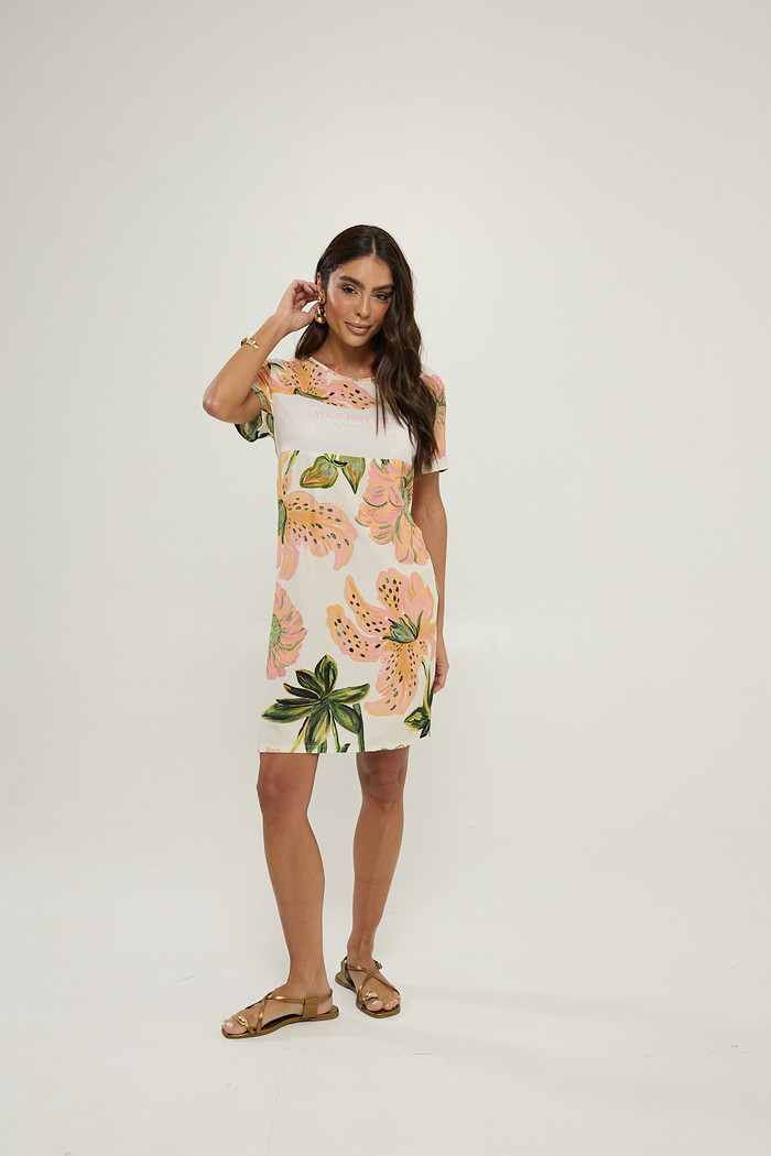 Vestido Manga Curta Estampa Exclusiva