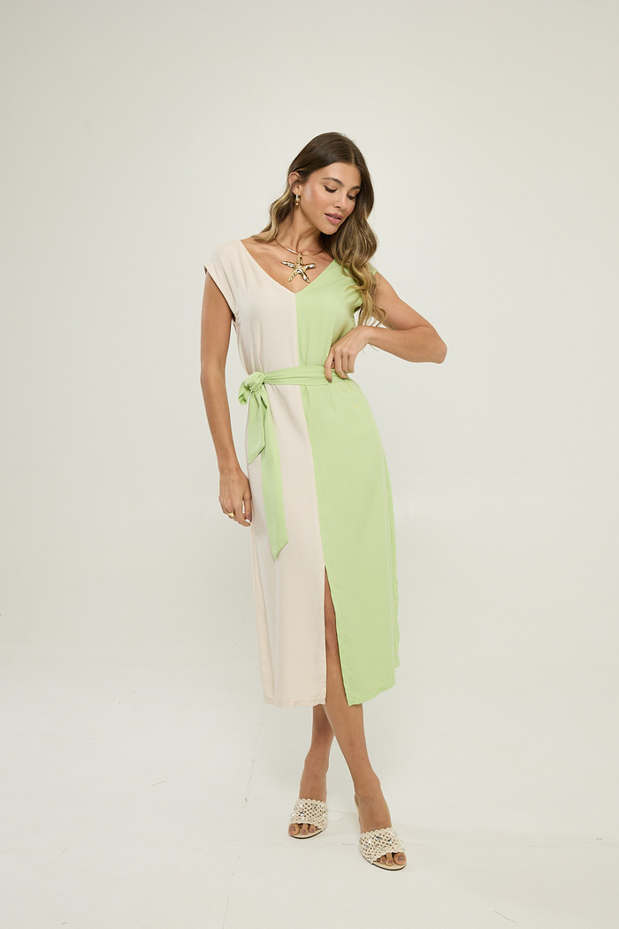 Vestido Midi Bicolor