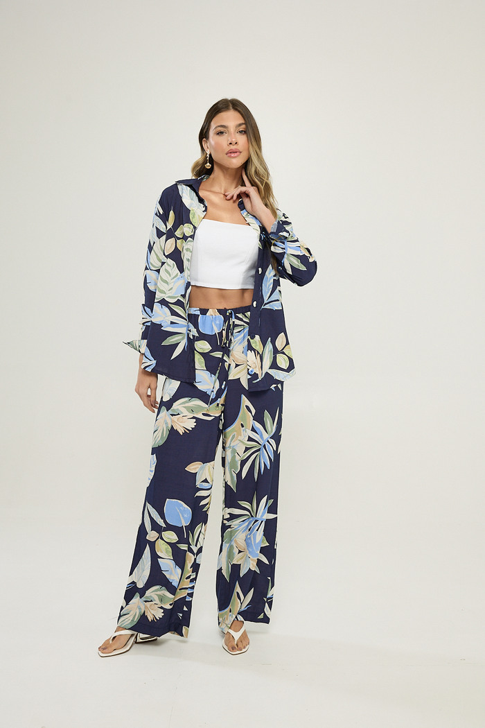 Calca Pantalona Folhagem