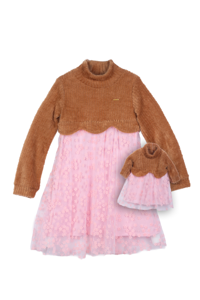 Vestido tule com tricô