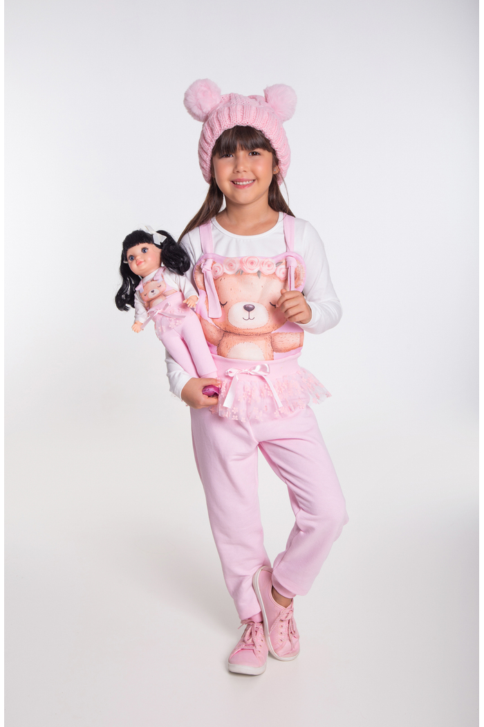 Conjunto macacão urso bailarina