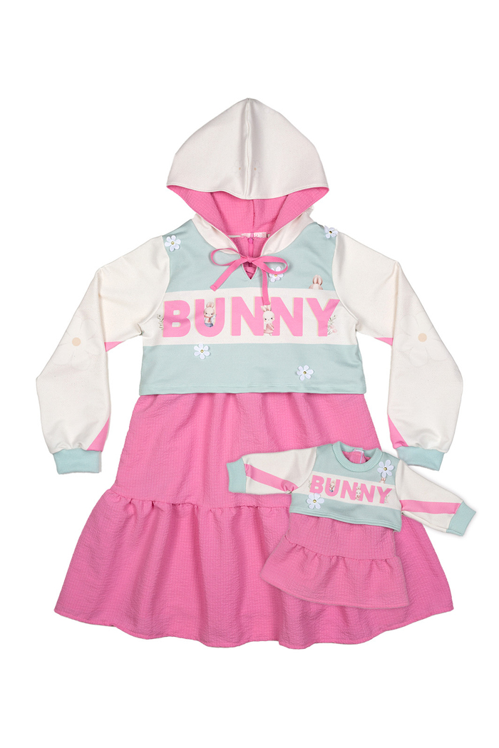 Conjunto vestido com casaco Bunny
