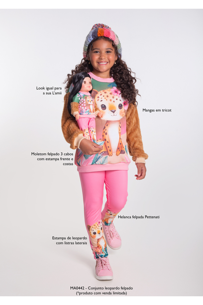 Conjunto leopardo felpado