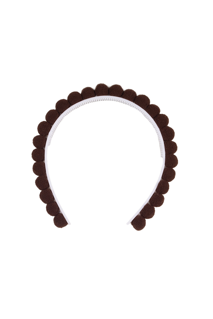 Tiara pompom marrom