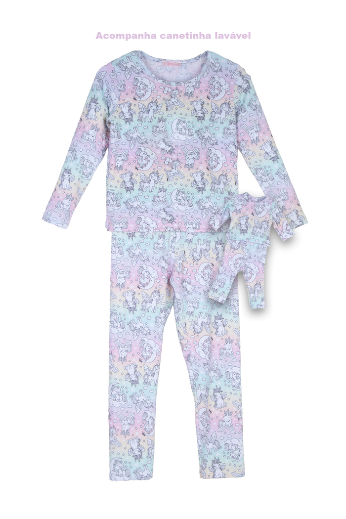 Pijama unicórnio para colorir