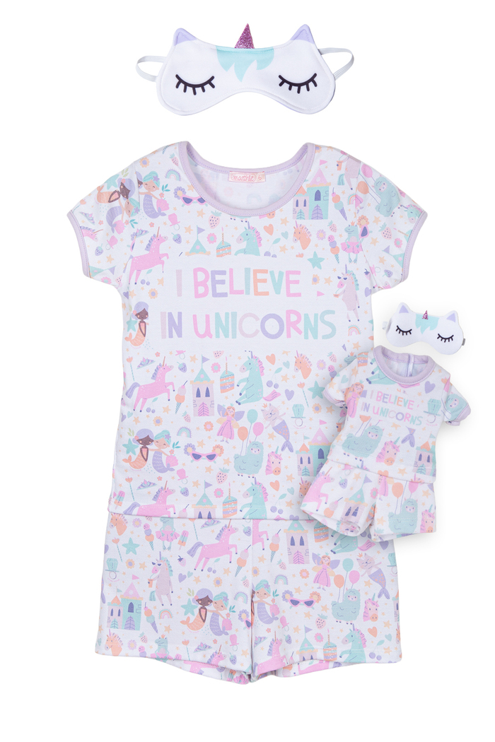 Pijama Believe com máscara unicórnio