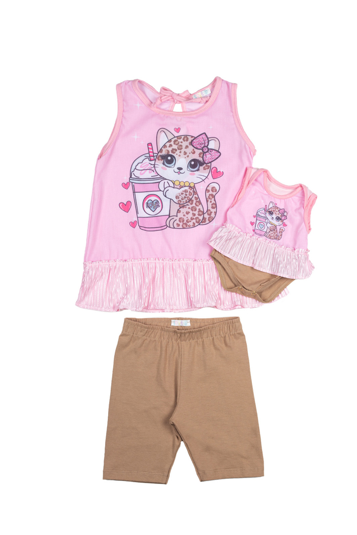 Conjunto leopardo com legging ciclista