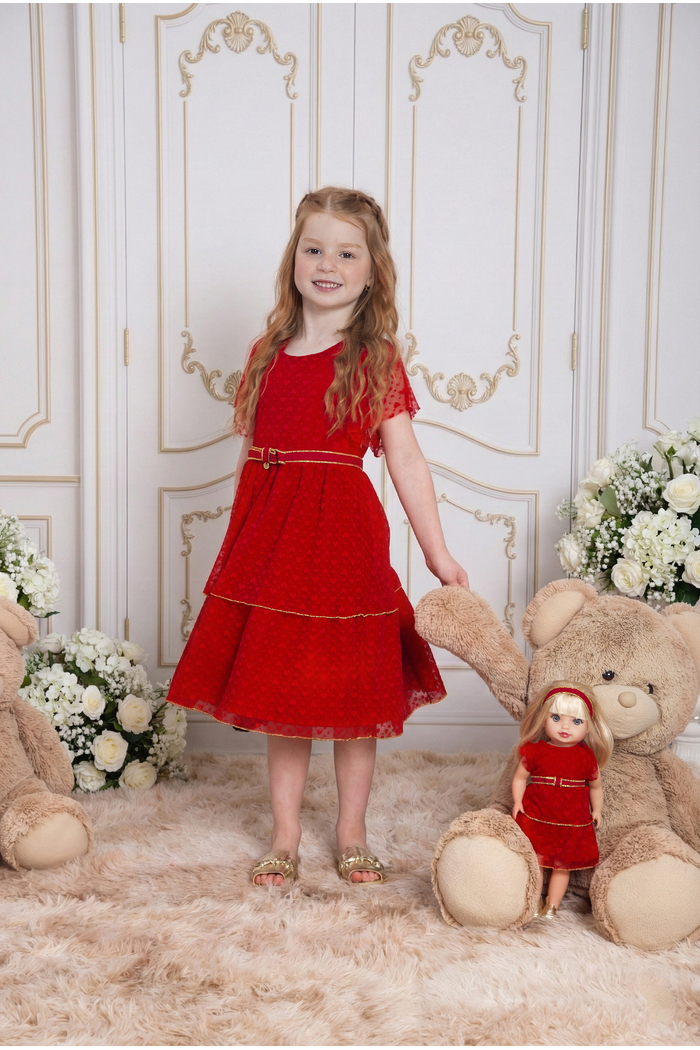 Vestido tule rendado corações