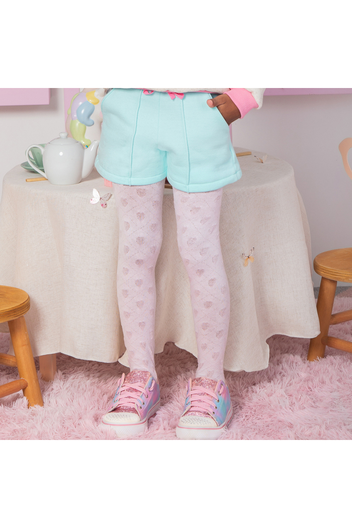 Meia calça corações rosa