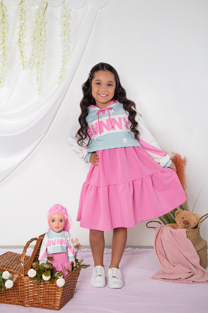 Conjunto vestido com casaco Bunny