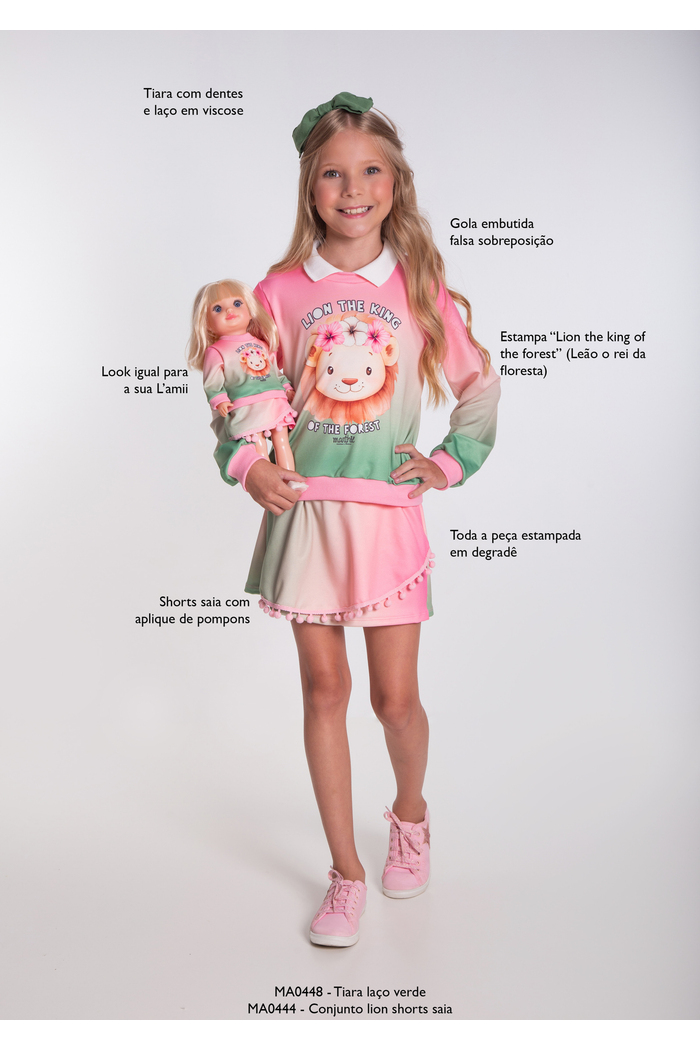 Conjunto Lion shorts saia