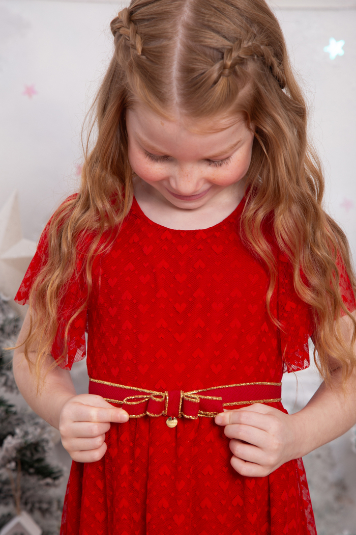 Vestido tule rendado corações