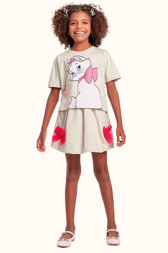 Conjunto blusa e short saia em meia malha marie