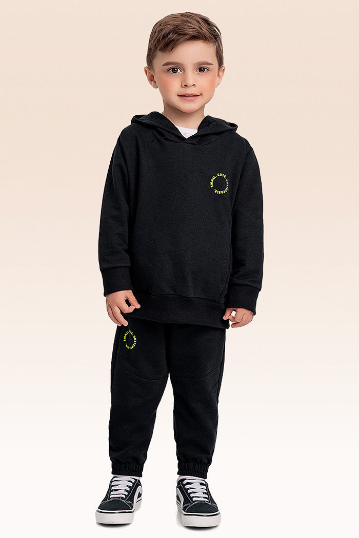 Conjunto blusão com capuz e calça em mol