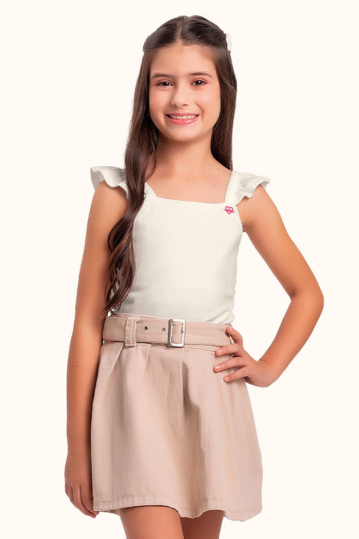 Blusa em malha pointelle com pingente