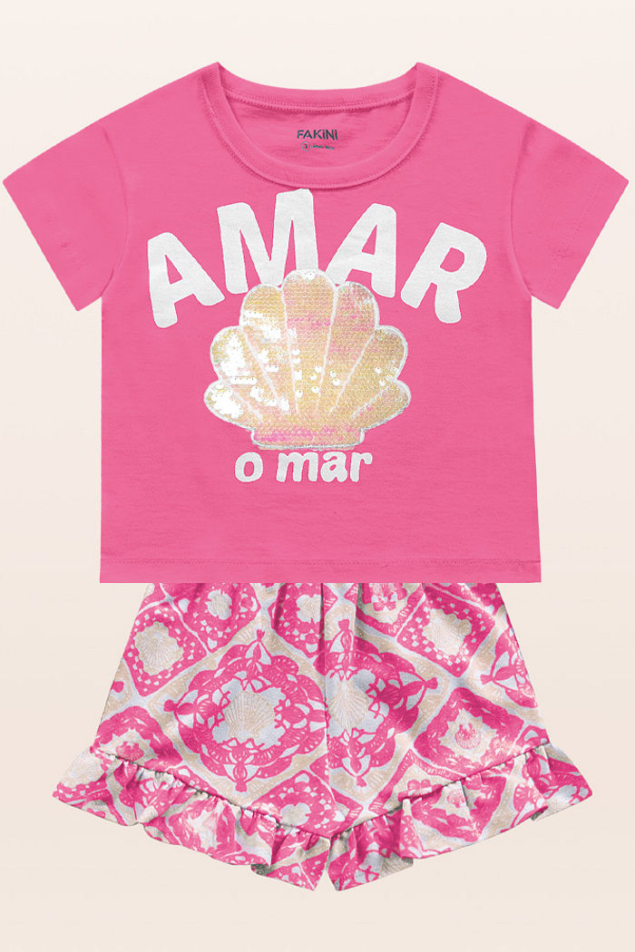 Conjunto blusa e short amar o mar