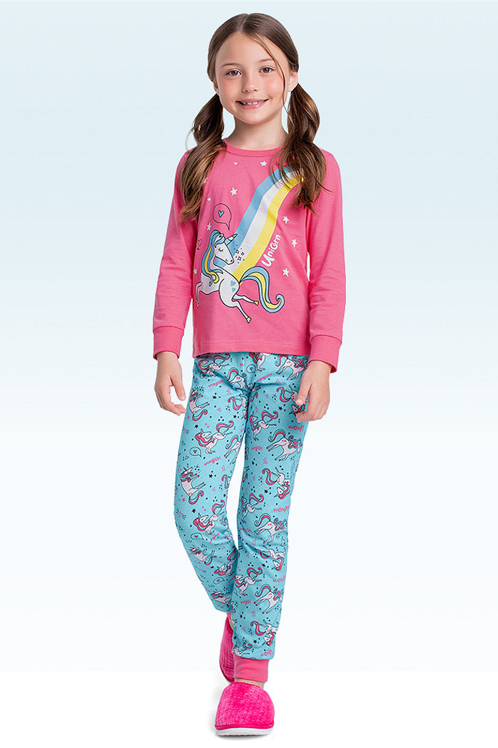 Conjunto pijama blusa manga longa e calça