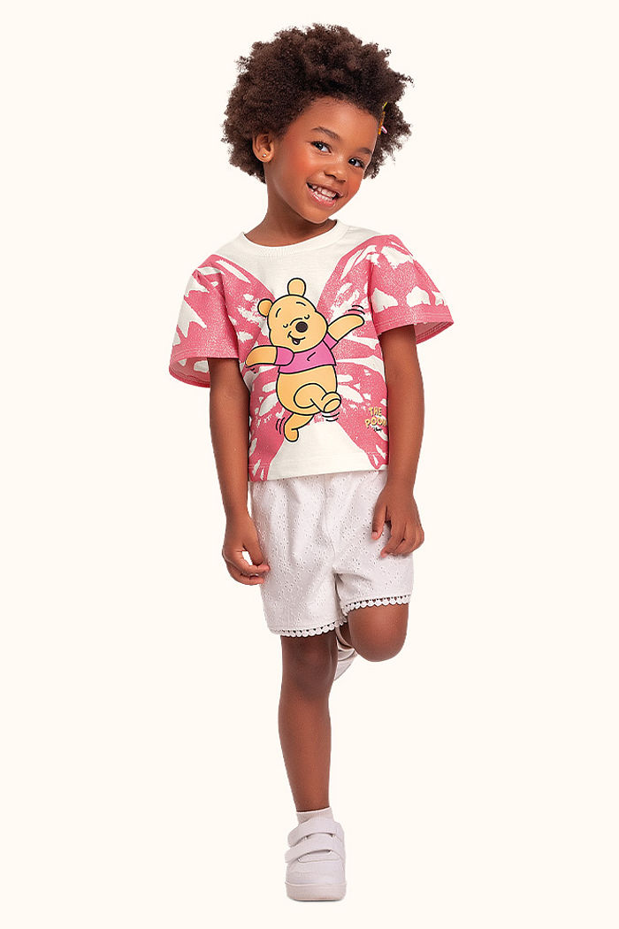 Blusa em meia malha ursinho pooh