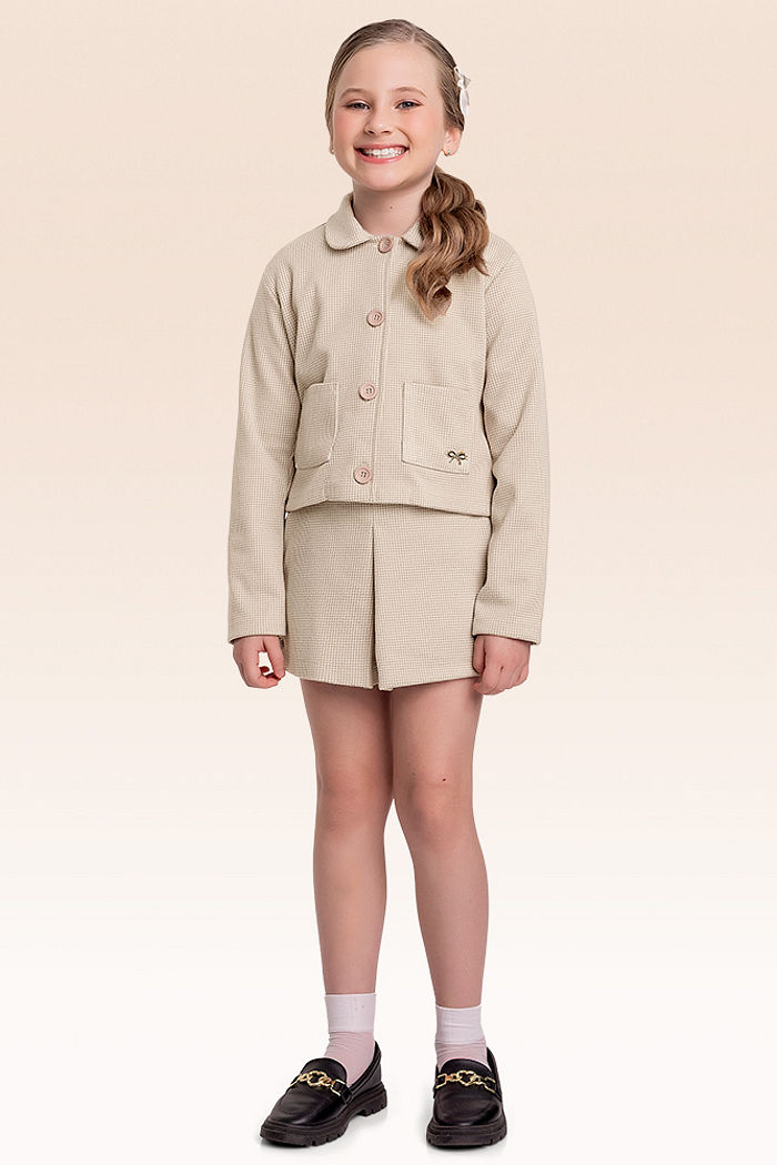 Casaco aberto em tecido xadrez