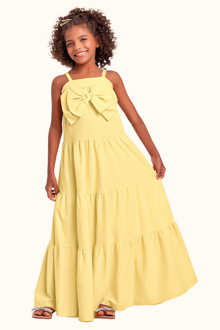 Vestido em malha florence de alcinha com laço