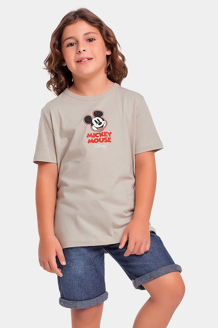 Camiseta manga curta infantil Mickey em meia malha