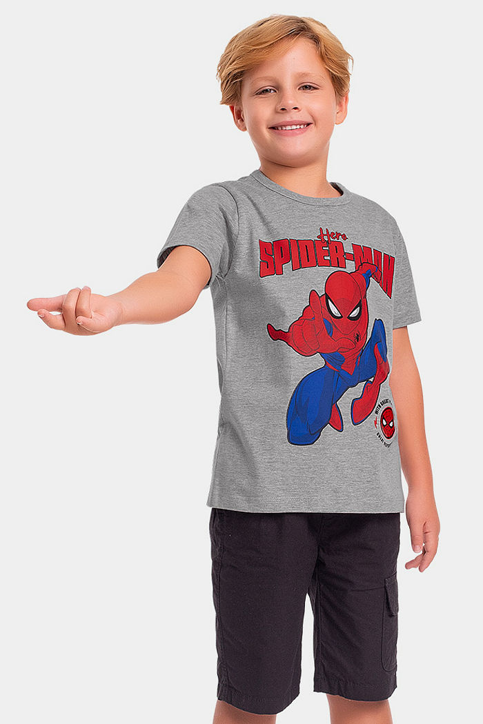 Camiseta manga curta Homem-Aranha com aplique relevo em gel