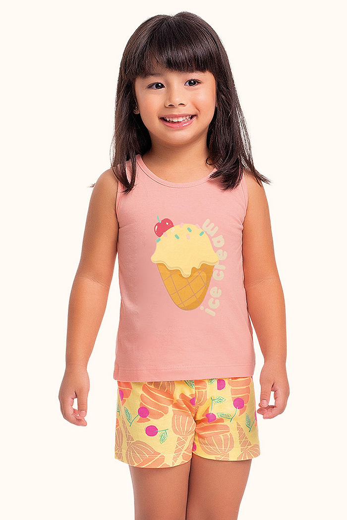 Conjunto verão regata/verão sorvete em meia malha