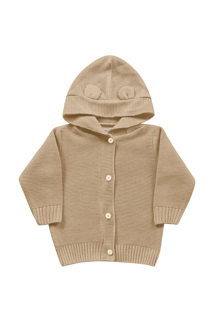 Casaco aberto com capuz Tricot