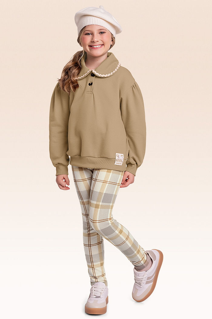 Conjunto blusão em moletom e legging em
