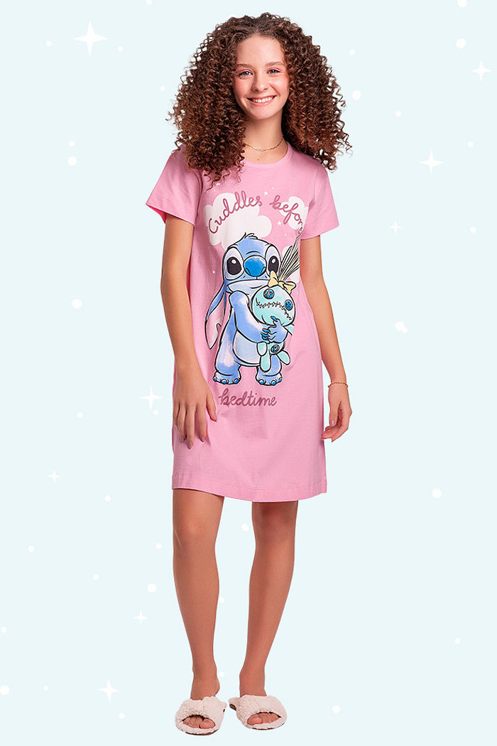Camisola de pijama Lilo & Stitch brilha no escuro
